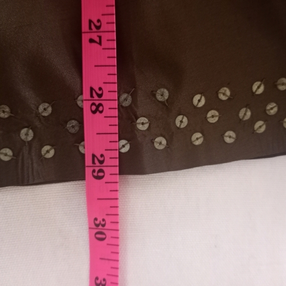 Boden Silk Olive Green Cream Floral Embroidered Sequined Bohemian Skirt 14 - Picture 9 of 10